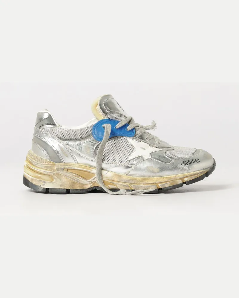 Golden Goose Dad Sneaker aus Leder und Mesh mit Used-Effekt und appliziertem Logo Grau