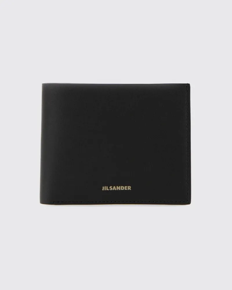Jil Sander Bifold-Geldbörse aus Kalbsleder mit foliertem Logo Schwarz