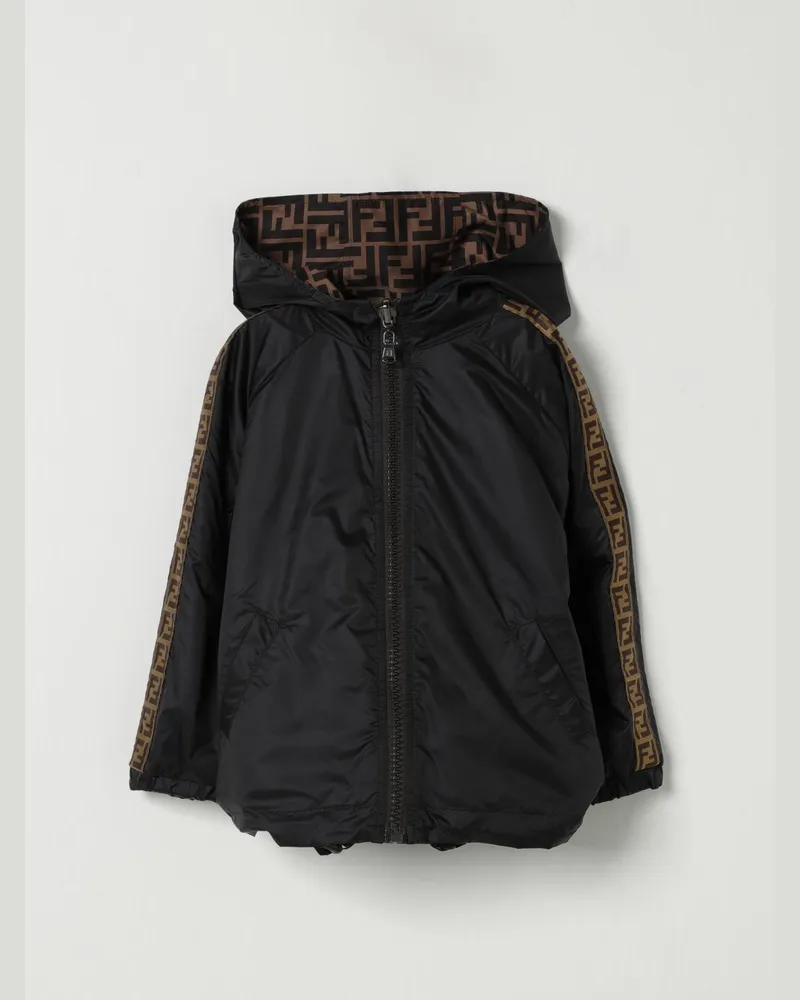 Fendi Reversible FF Logo Windbreaker-Jacke Schwarz