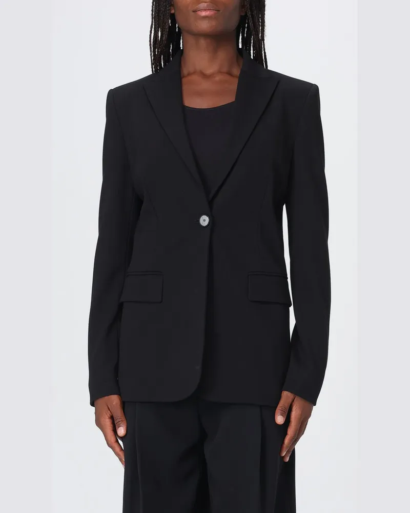 Pinko Einreihiger Slim-Fit-Blazer aus Crêpe von mit Einknopfverschluss Schwarz
