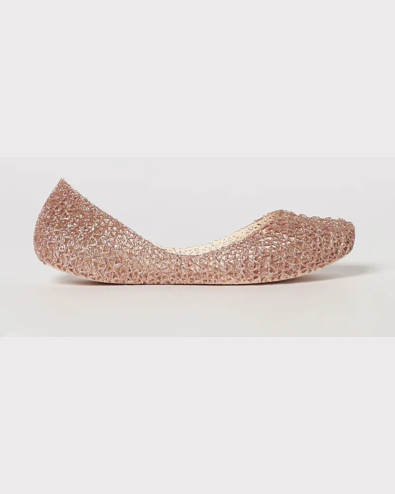 Melissa Campana perforierte Ballerinas aus Glitzer-PVC mit runder Spitze Beige