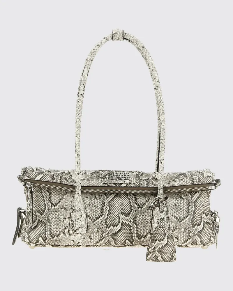 Maison Margiela 5AC East/West Schultertasche aus Leder mit Python-Print Weiß
