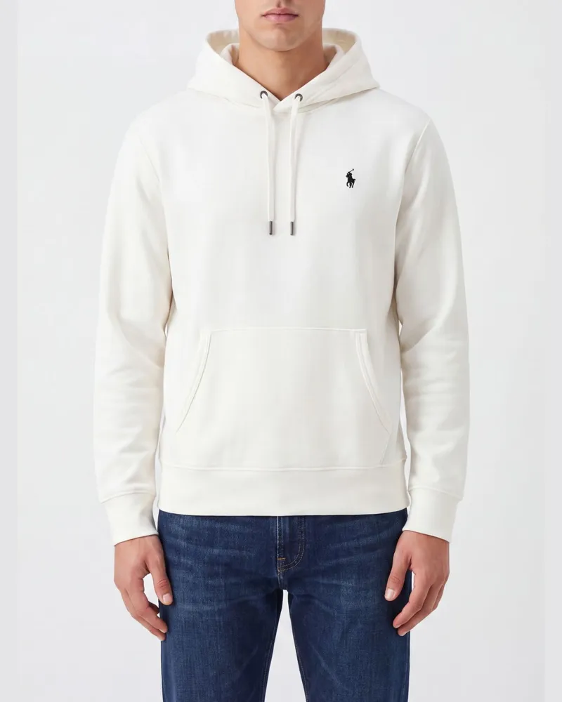Ralph Lauren Kapuzenpullover von aus Baumwollmischung mit Pony-Logo Weiß