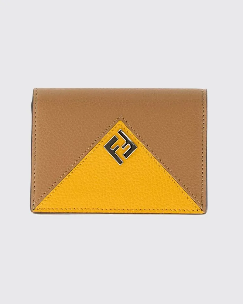 Fendi Bifold-Kartenetui Lui für Herren aus Leder mit FF-Monogramm Gelb