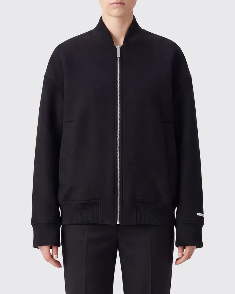 SPORTMAX Kurze Bomberjacke von aus reiner Schurwolle mit Kontrastlogo Schwarz
