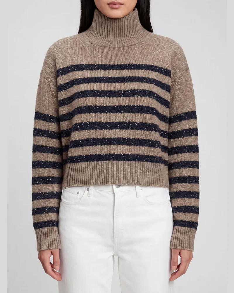 Brunello Cucinelli Gestreifter Rollkragenpullover von aus Kaschmir-Woll-Mischung mit Lurex Bunt