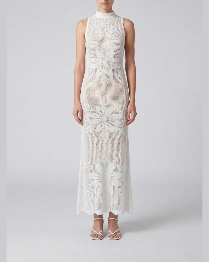 Twin-Set Langes Jerseykleid Weiß