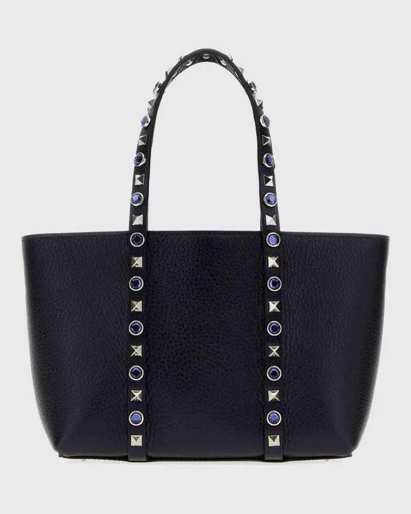 Valentino Garavani Mini-Handtasche Rockstud aus Leder mit Kristallen Blau