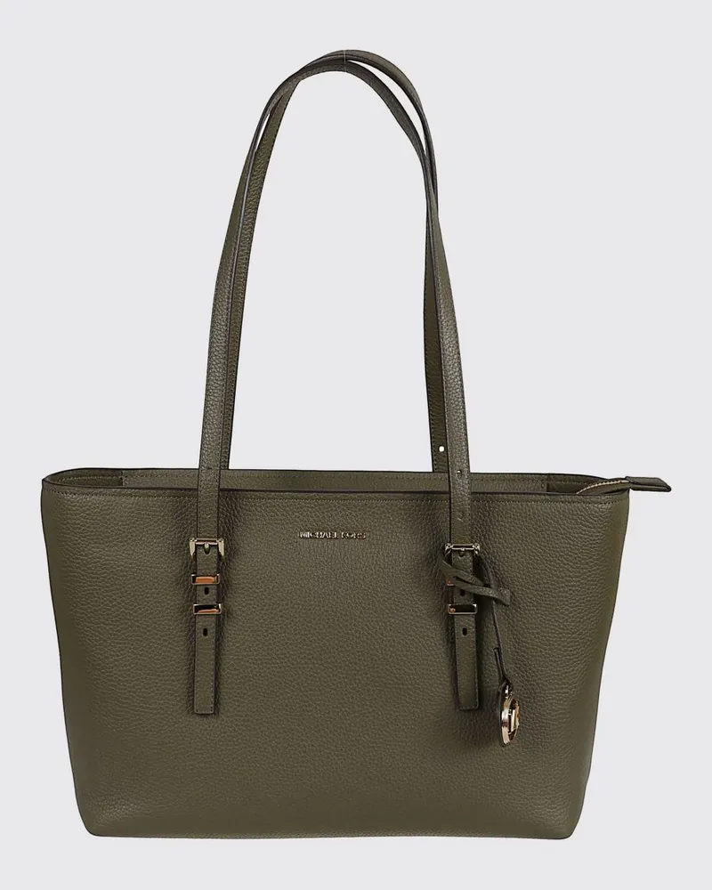 Michael Kors Quinn Schultertasche von aus genarbtem Rindsleder mit doppeltem Henkel Braun