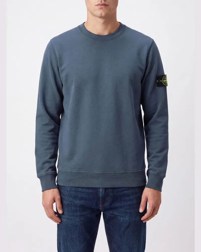 Stone Island Rundhals-Sweatshirt aus Baumwolle mit Compass-Logo-Patch Blau