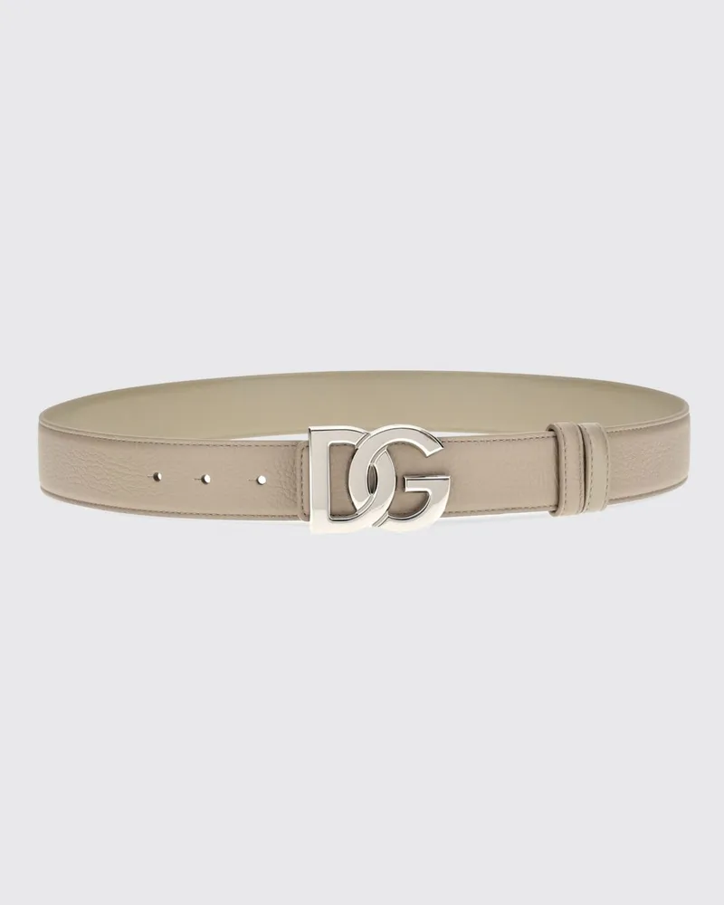 Dolce & Gabbana DOLCE  GABBANA Dolce & Gabbana Gürtel aus Kalbsleder mit Monogramm-Muster und DG-Schnalle Grau