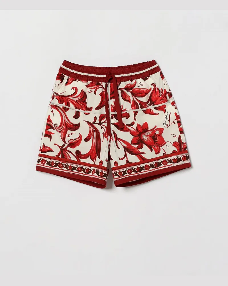 Dolce & Gabbana DOLCE  GABBANA Dolce & Gabbana Jogging-Shorts für Jungen aus Baumwolle mit Majolika-Print Ruby
