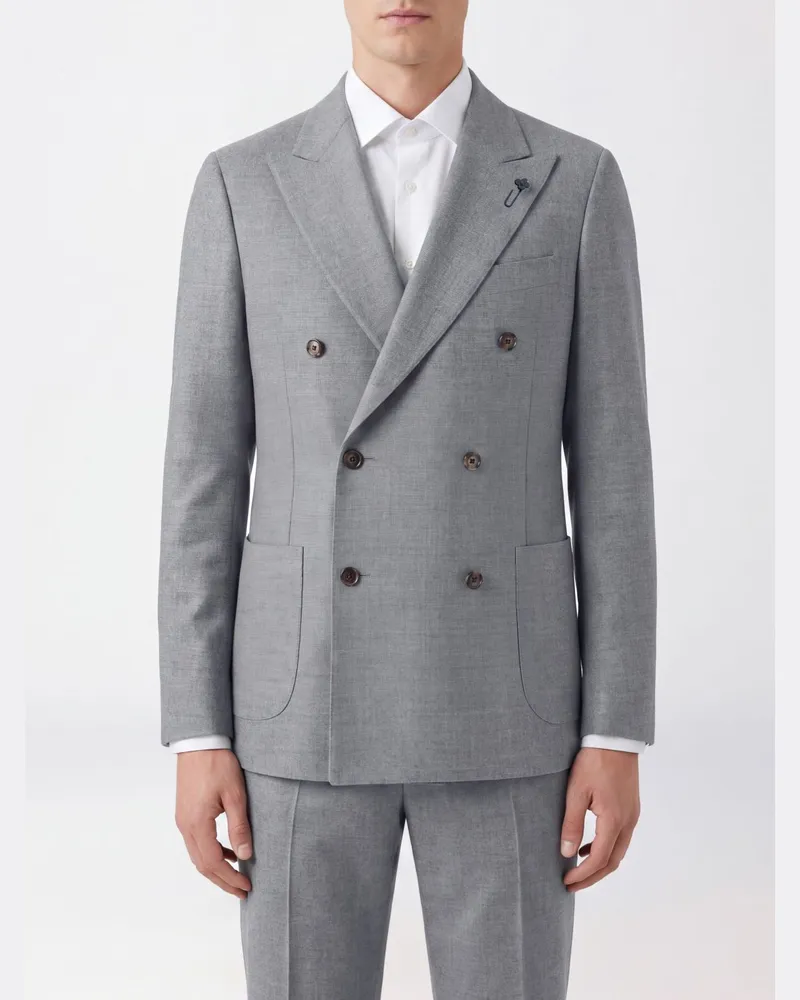 LARDINI Zweireihiger Blazer aus Merinowolle mit steigendem Revers Grau
