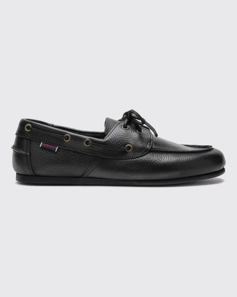 Sebago Owen Bootsschuhe aus genarbtem Leder von mit verstellbaren Schnürsenkeln Schwarz