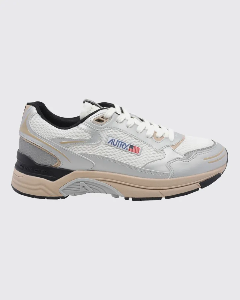 AUTRY Hyperway zweifarbige Low-Top-Sneaker aus Leder und Mesh Weiß