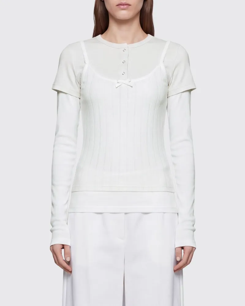 Acne Studios Slim-Fit Langarm-Top aus geripptem Jersey Weiß