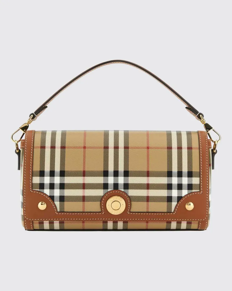 Burberry Kleine Note-Handtasche aus Canvas und Leder mit Vintage-Check-Muster Braun