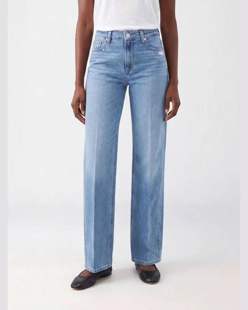 Paige High-Waist Straight-Leg Jeans aus Baumwoll- und Lyocell-Denim mit fünf Taschen Blau