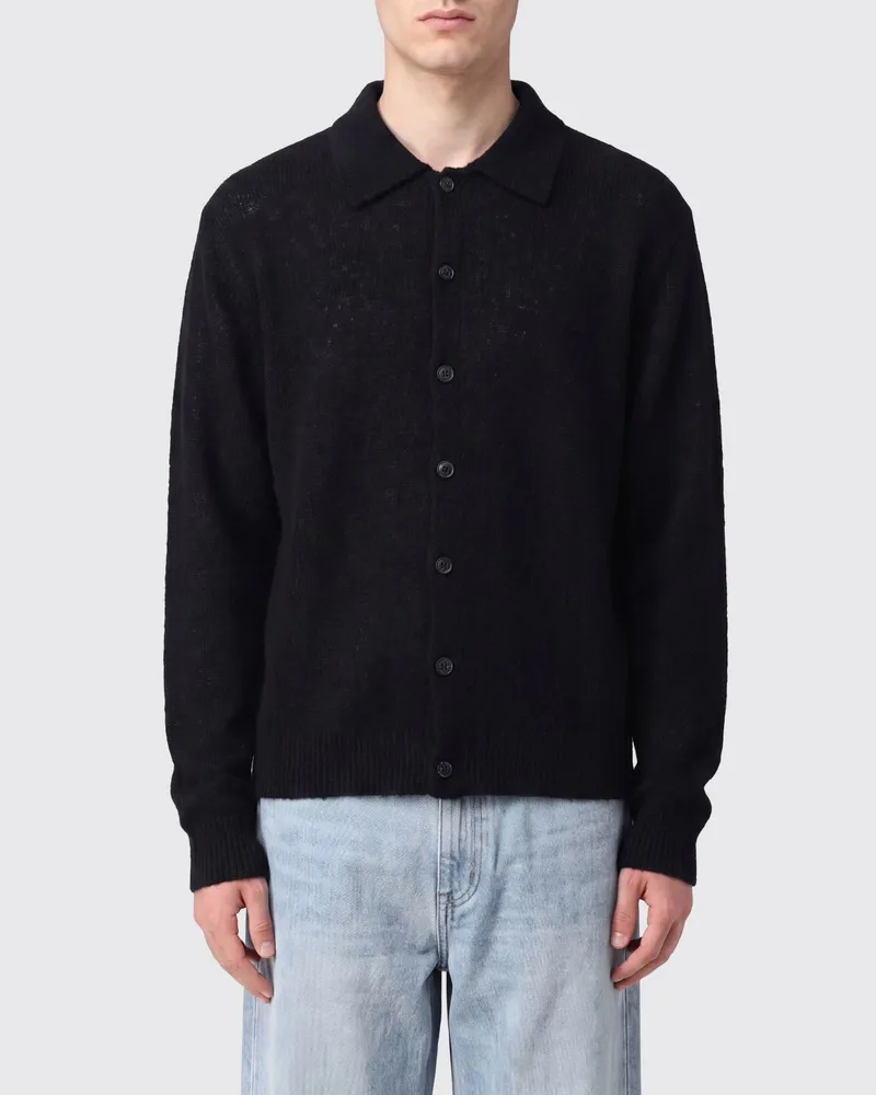 Our Legacy Polo-Cardigan von aus Woll-Alpaka-Mischung mit Knöpfen Schwarz