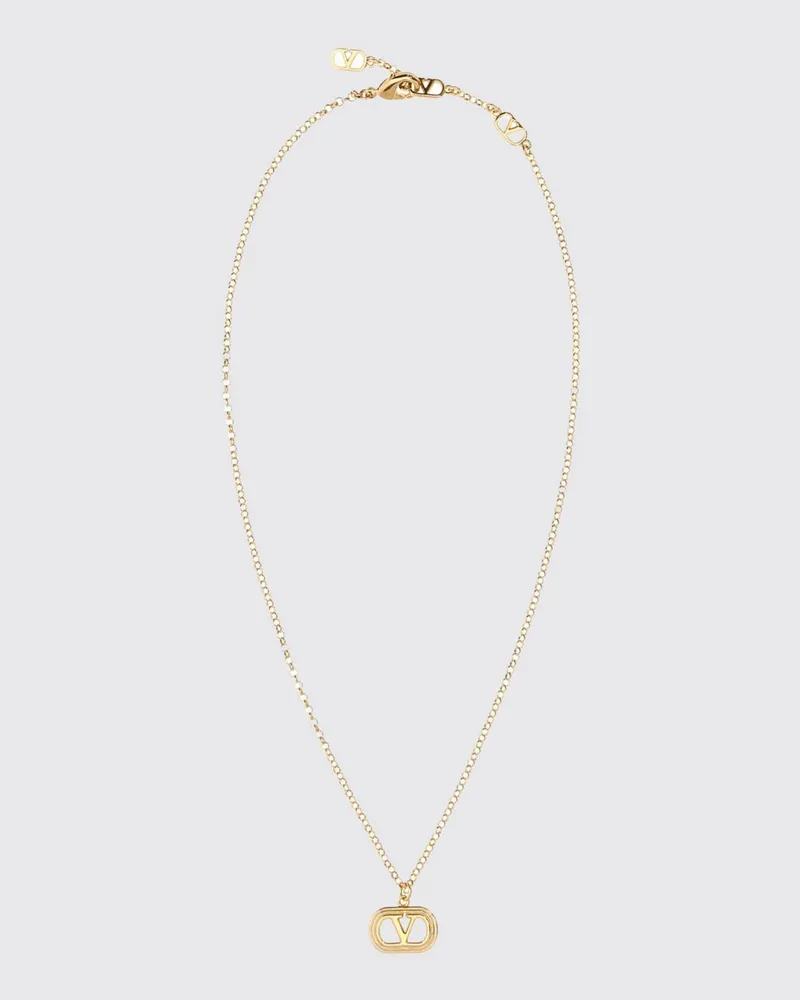 Valentino Garavani VLogo Signature Halskette aus Bronze mit verschiebbarem Anhänger Gold