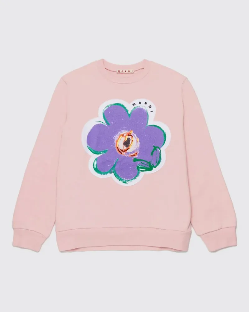 Marni Rundhals-Sweatshirt aus Baumwolle mit Logo-Print Pink