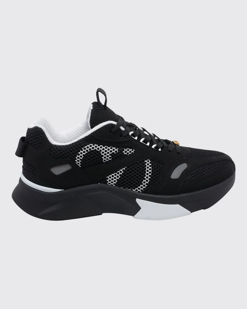 Valentino Garavani Demivee Low-Top-Sneakers aus Mesh und Wildleder mit VLogo Signature Schwarz