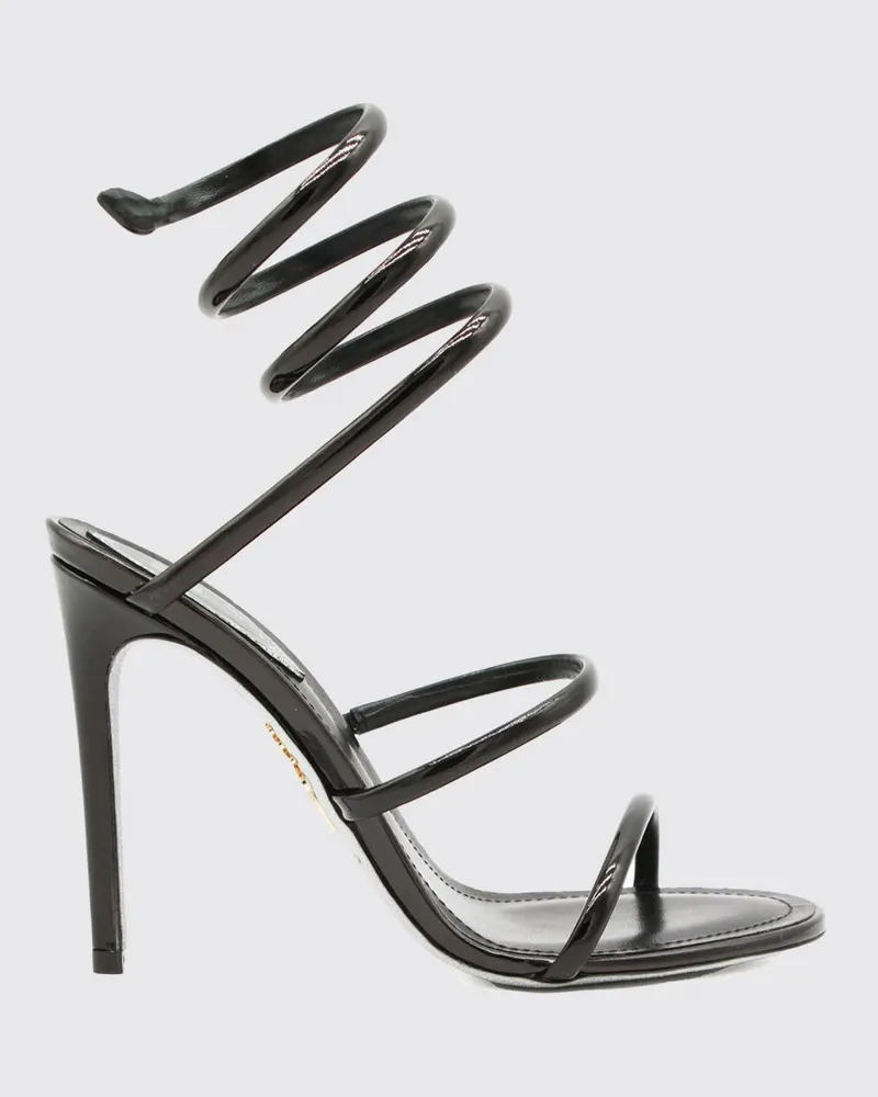René Caovilla Cleo Sandalen aus Lackleder mit Schlangen-Design und Stiletto-Absatz Schwarz