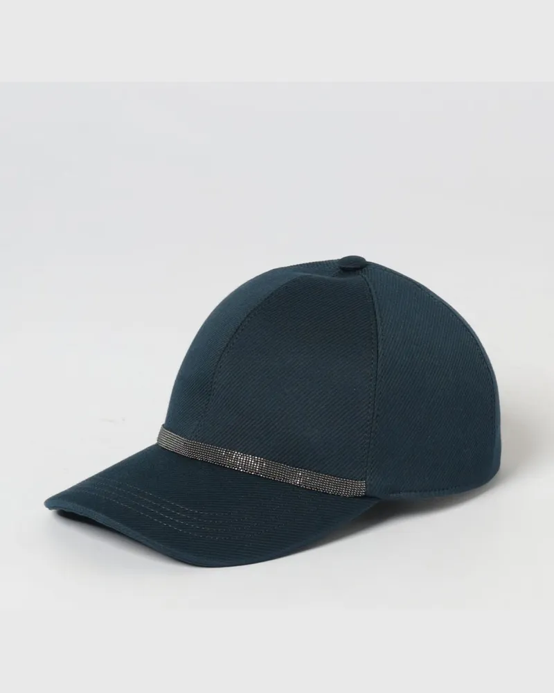 Brunello Cucinelli Baumwoll-Twill-Hut mit Monile Blau