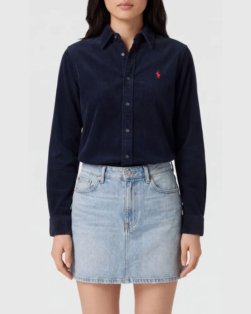 Ralph Lauren Slim-Fit-Samthemd mit gesticktem Pony-Logo Navy