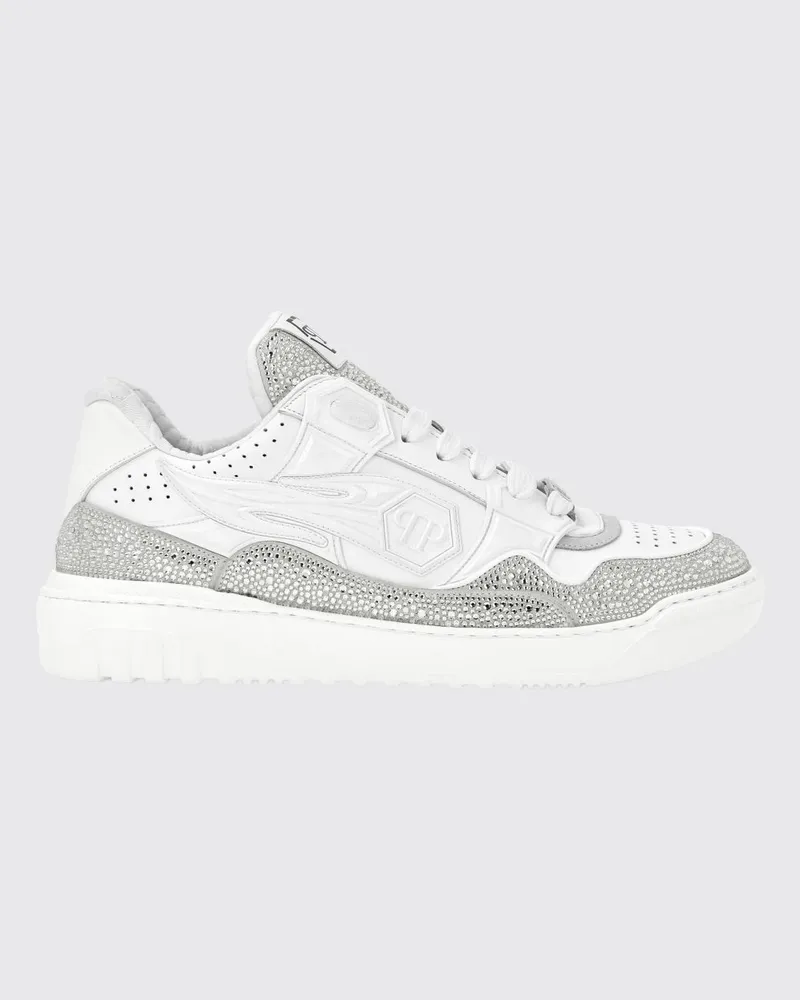 Philipp Plein Sneakers aus Leder und Gummi mit Strass Weiß