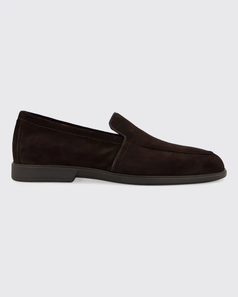 Santoni Klassische Veloursleder-Loafer mit erhabener Mokassinnaht von Braun
