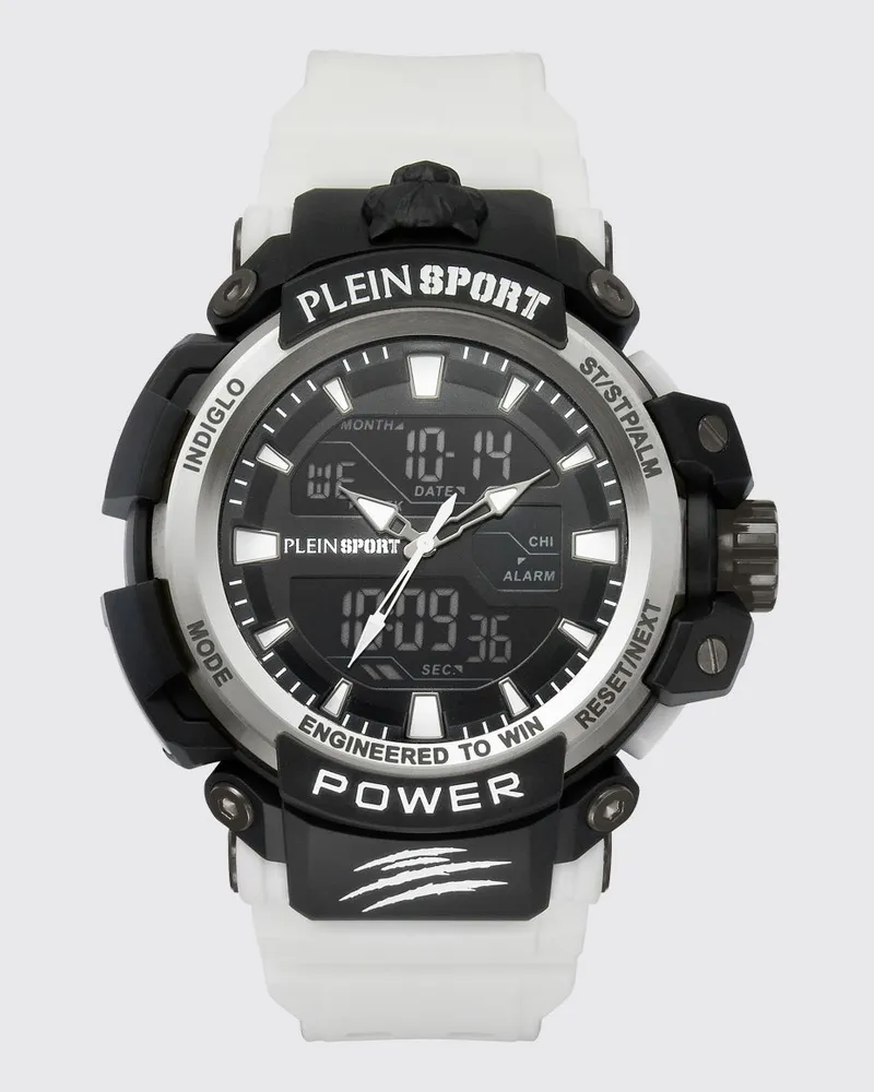 Philipp Plein Große Combat Uhr aus Stahl und Silikon Weiß