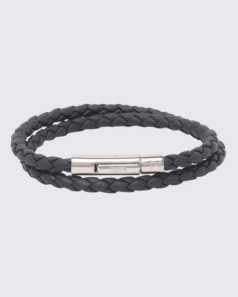 TOD'S MyColors Armband aus geflochtenem Kalbsleder mit graviertem Logo Blau