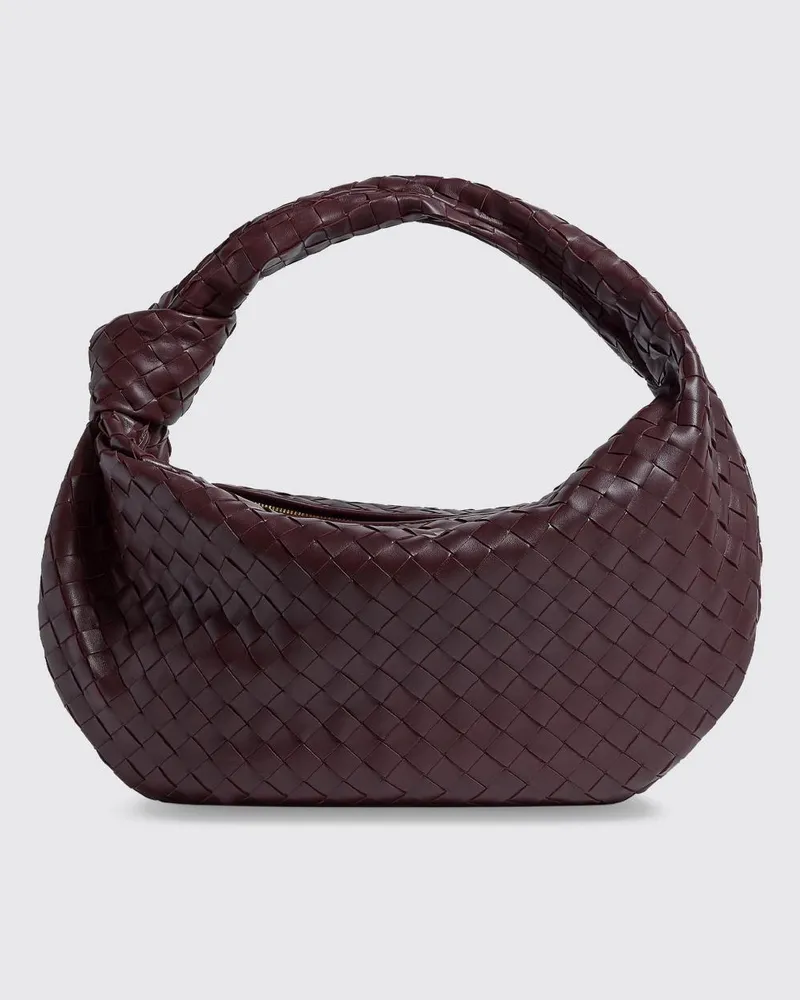 Bottega Veneta Jodie Schultertasche aus Intrecciato-Lammleder mit Knoten Weinrot
