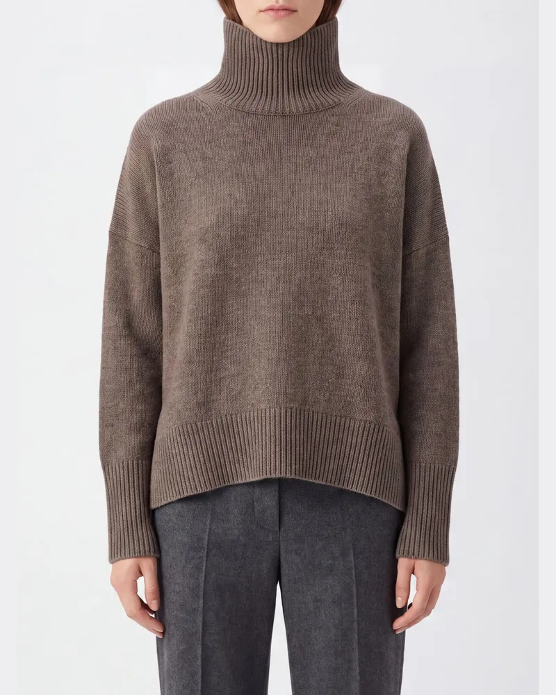 Lisa Yang Rollkragenpullover aus reinem Kaschmir mit überschnittenen Schultern Beige