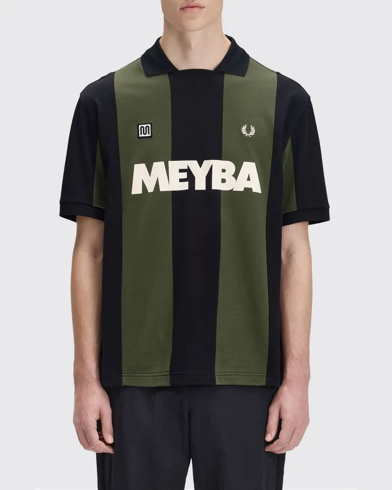 Fred Perry Gestreiftes Baumwoll-Rugby-Poloshirt mit kontrastierendem Logo-Stick Schwarz