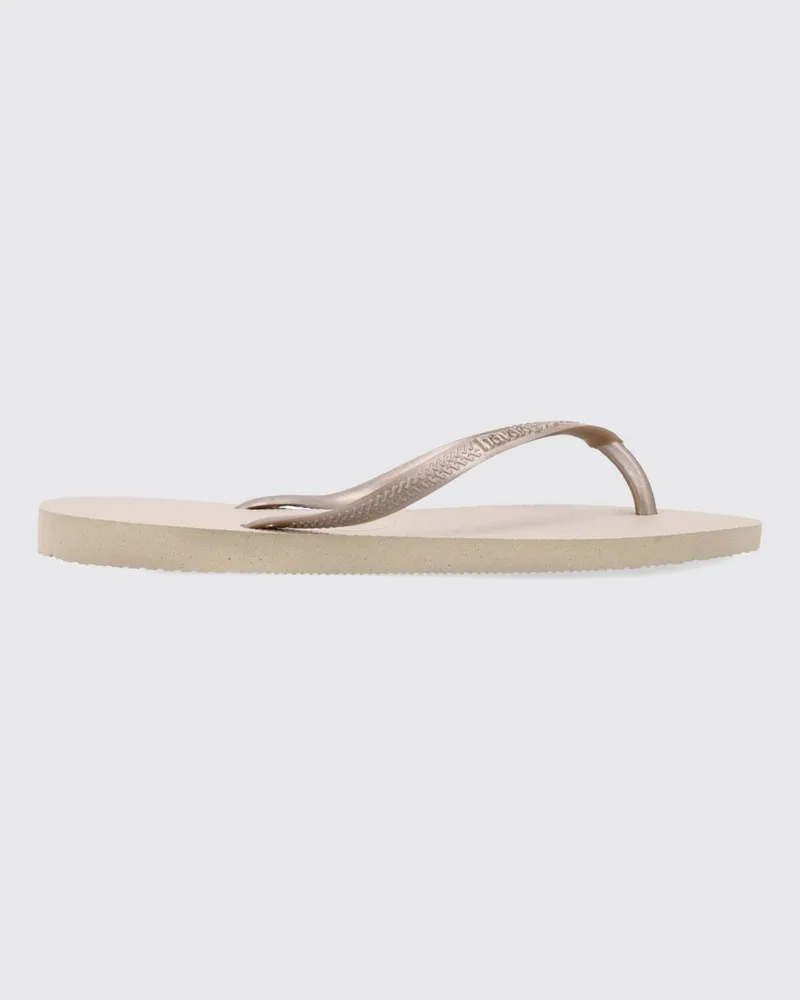 Havaianas Slim Zehentrenner-Sandalen aus Gummi mit niedrigem Absatz und Logo Perle
