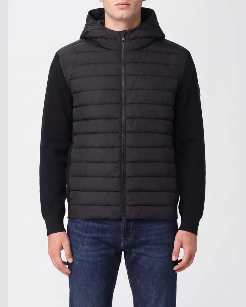 Canada Goose Daunenjacke mit Kapuze aus Wolle und Nylon mit Strick-Einsätzen Schwarz
