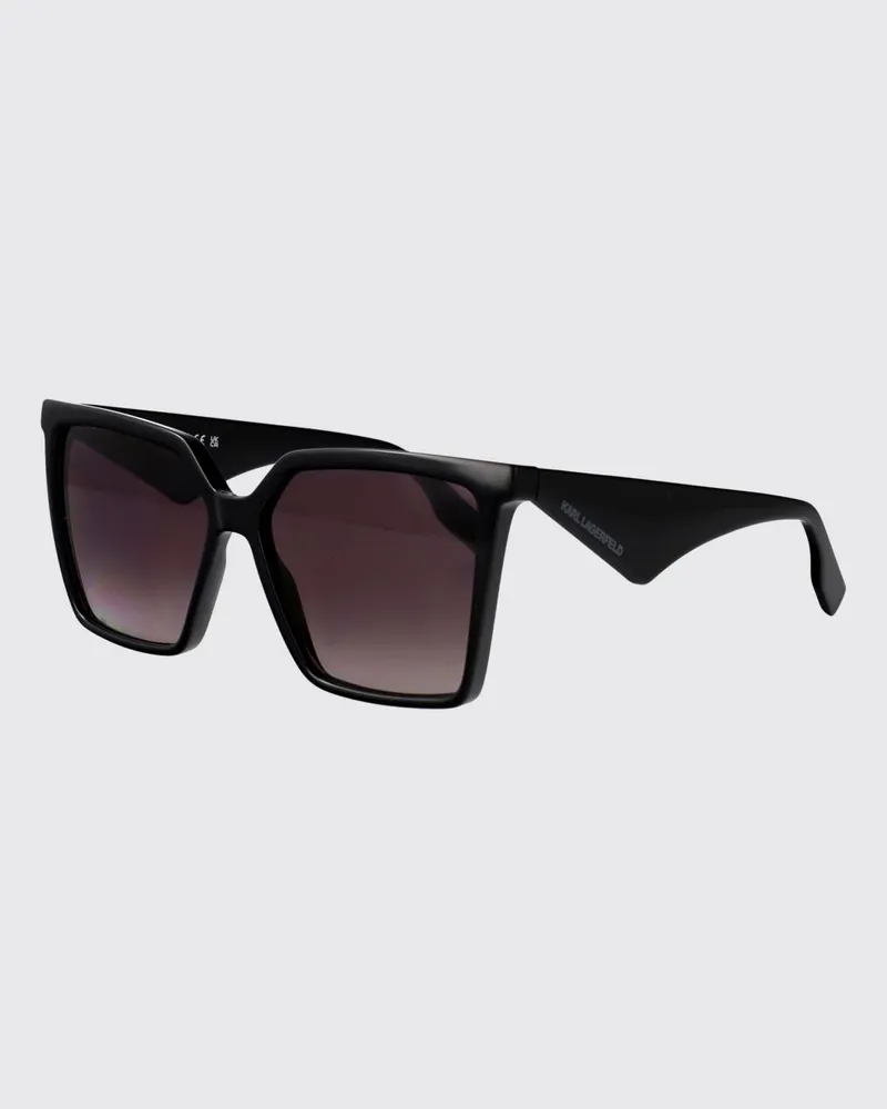 Karl Lagerfeld Oversize-Sonnenbrille im eckigen Vintage-Design aus Acetat Schwarz