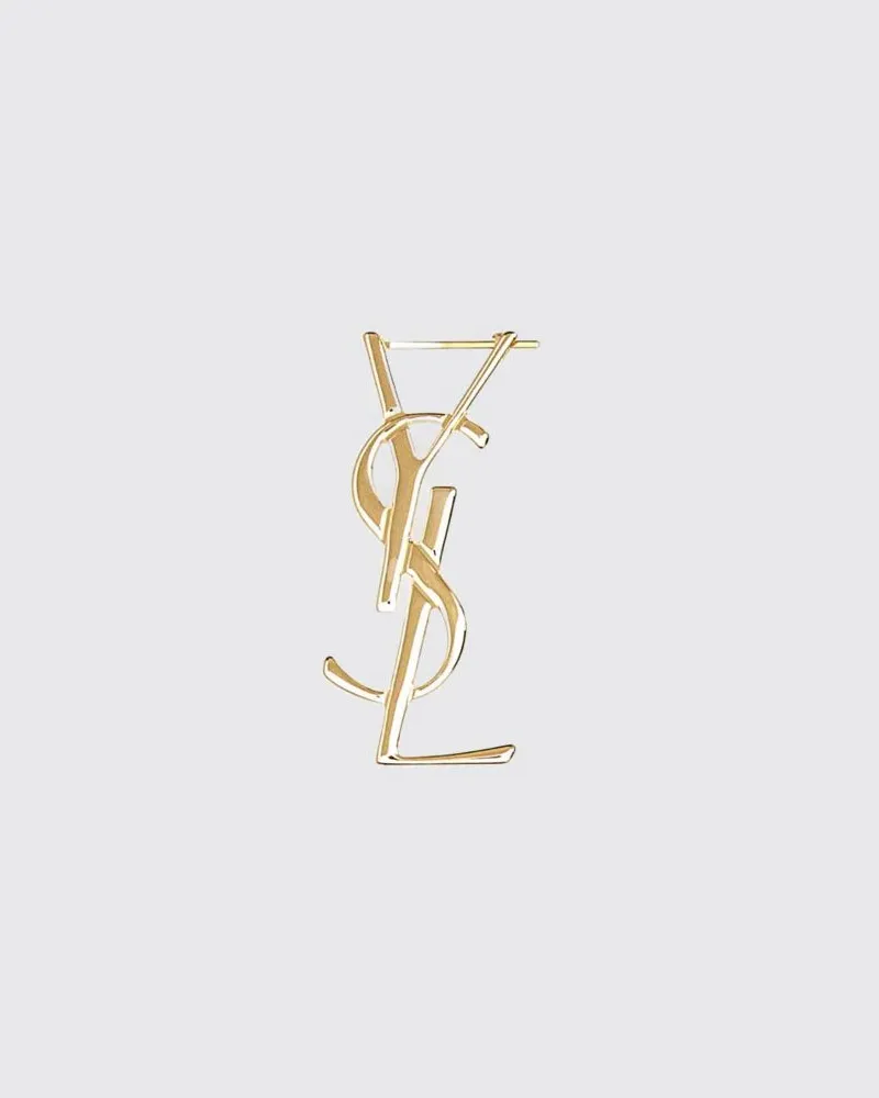 Saint Laurent Ikonische YSL-Monogramm-Brosche aus messing mit Gold-Finish Gold