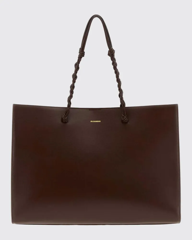 Jil Sander Große Tangle Tote-Bag aus Kalbsleder mit geflochtenem Henkel Braun