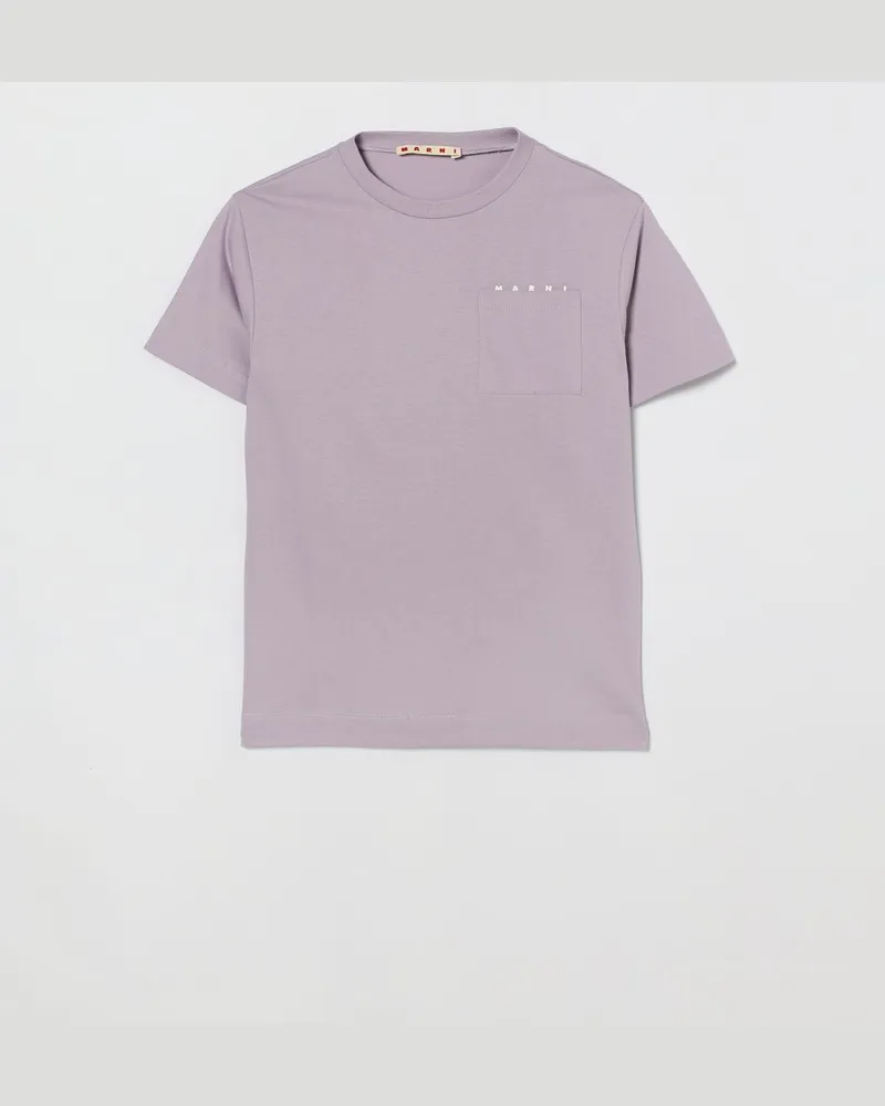 Marni Baumwoll-T-Shirt mit Mini-Logo Violett