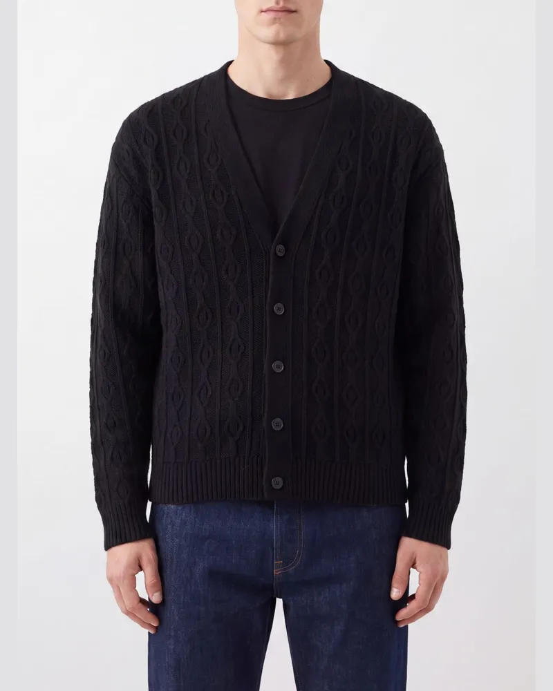 The Row V-Ausschnitt Cardigan aus reinem Kaschmir mit Knopfverschluss Schwarz
