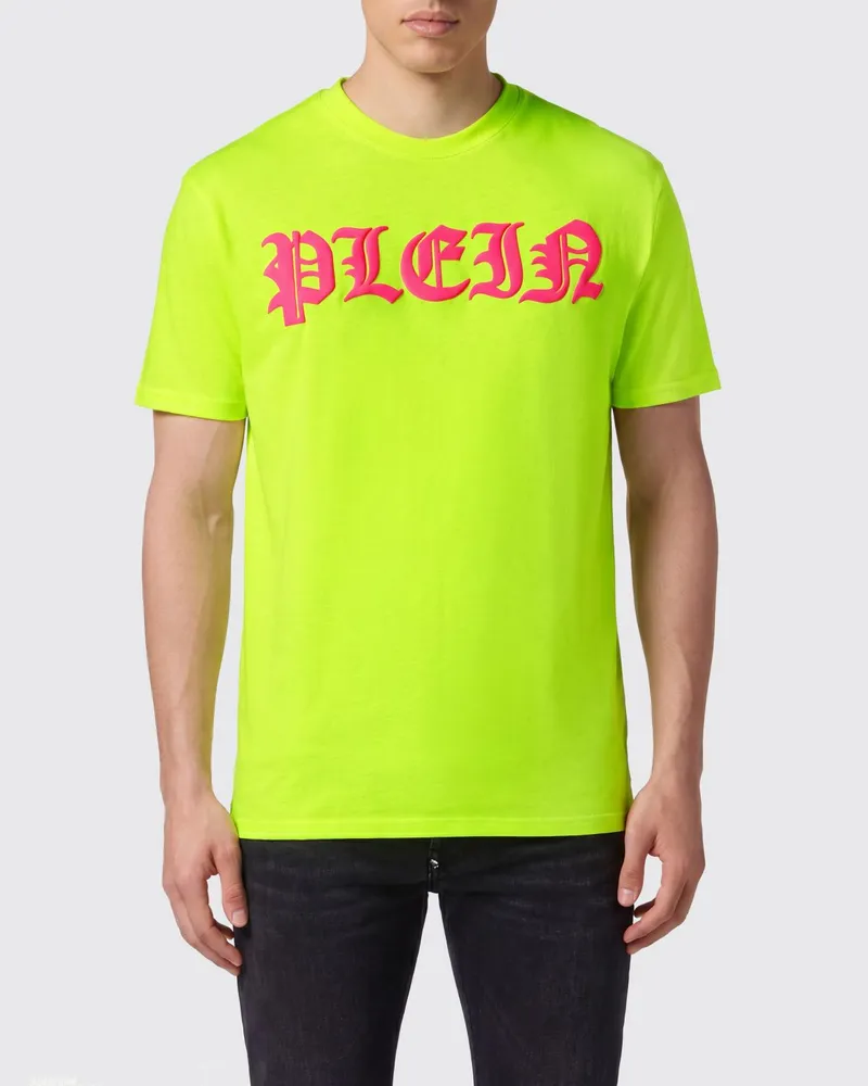 Philipp Plein Gothic T-Shirt aus Baumwolle mit kontrastierendem Logoprint auf der Brust Gelb