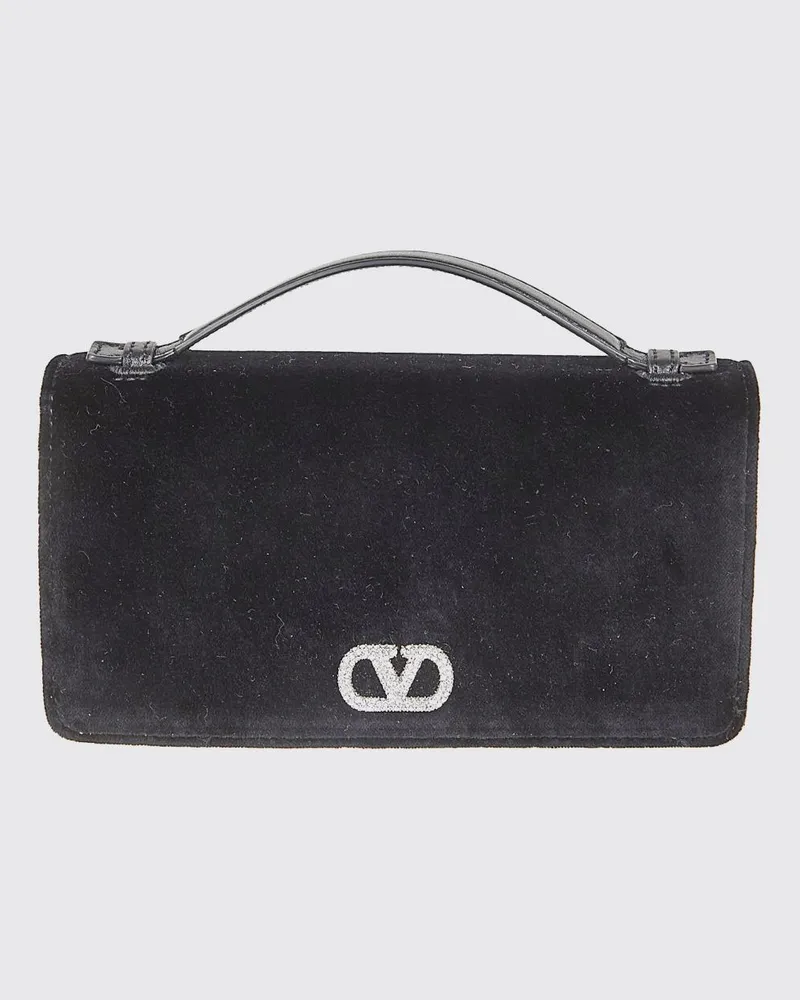 Valentino Garavani VLogo Signature Wildledertasche mit Juwelen-Monogramm Schwarz