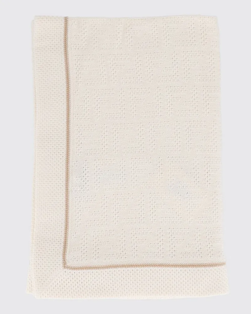Fendi Baby-Krippendecke für Jungen aus Baumwolle mit perforiertem FF-Monogramm Weiß