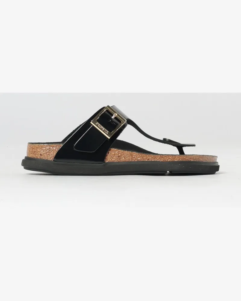Birkenstock Gizeh Droplet Buckle Sandalen aus gebürstetem Leder Schwarz