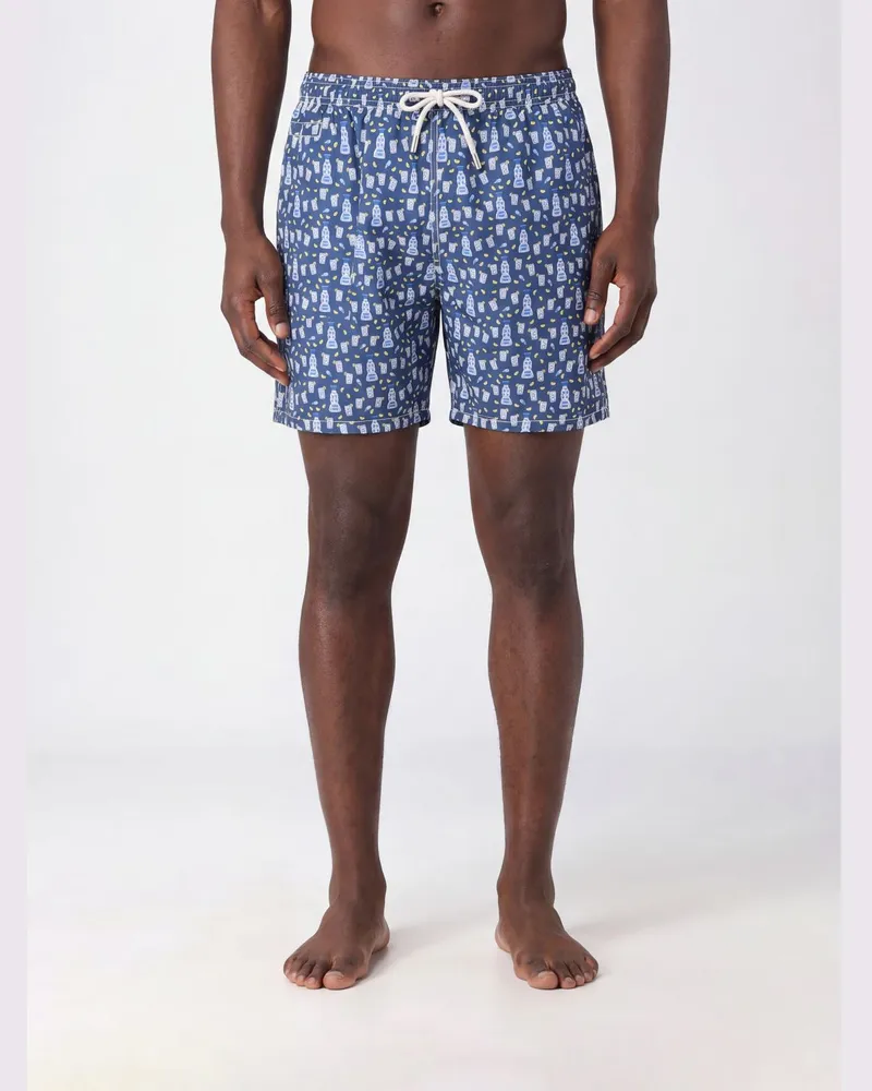 MC2 Saint Barth Badeshorts mit Grafikprint und Kordelzugbund Blau