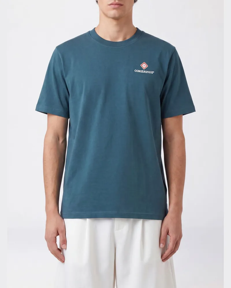 Casablanca Paris Rundhals-T-Shirt aus Bio-Baumwolle mit Logo-Print Waldgrün