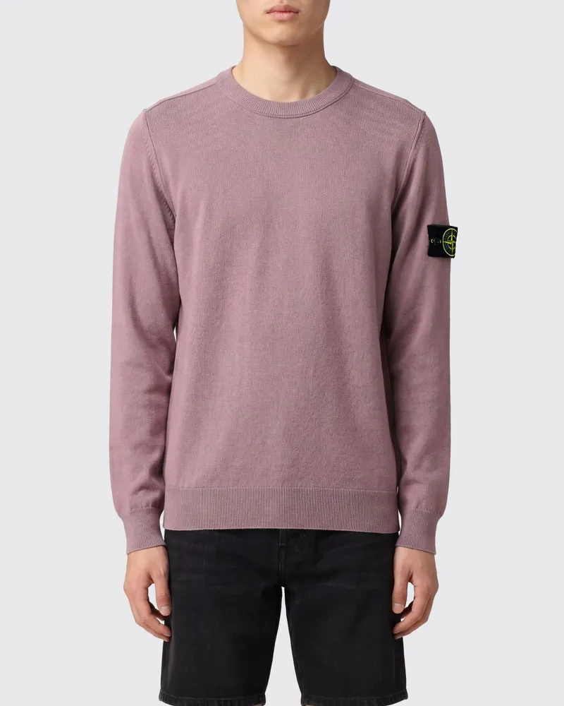 Stone Island Rundhalspullover aus weicher Baumwolle Violett